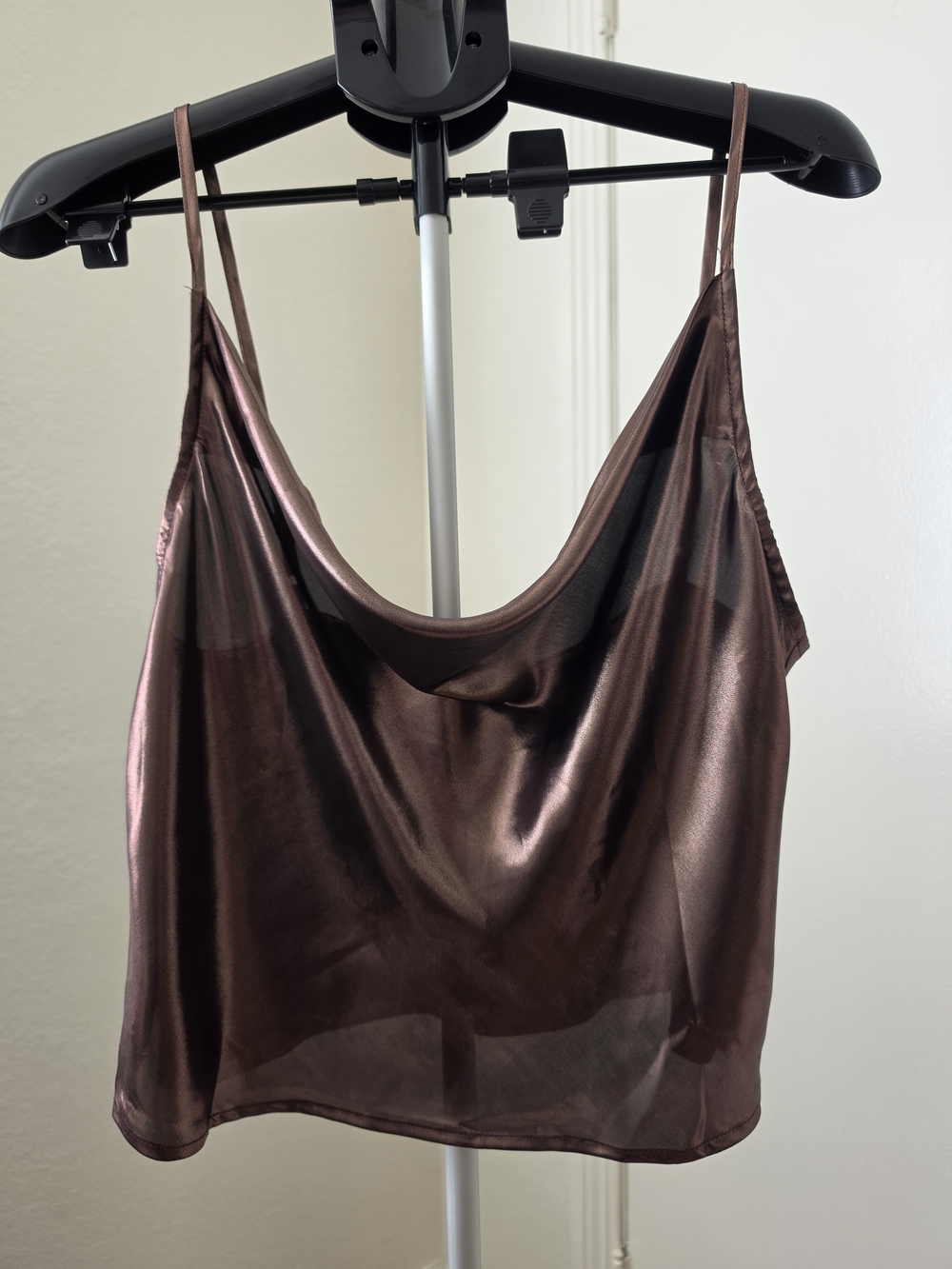 Free People Intimately Sunset Shimmer Metallic Cowl Neck Cami – Brown/Rose Gold